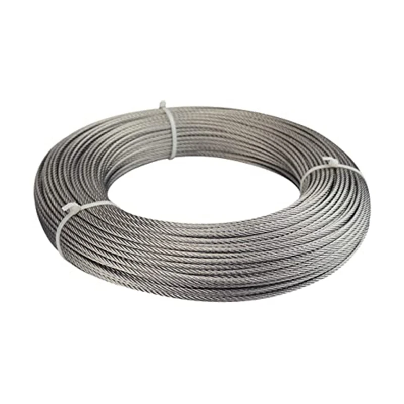 

50 Meters Wire Rope 304 Stainless Steel High Abrasion Resistance Cable Coated for No Burr Multipurpose Tools Clothesline