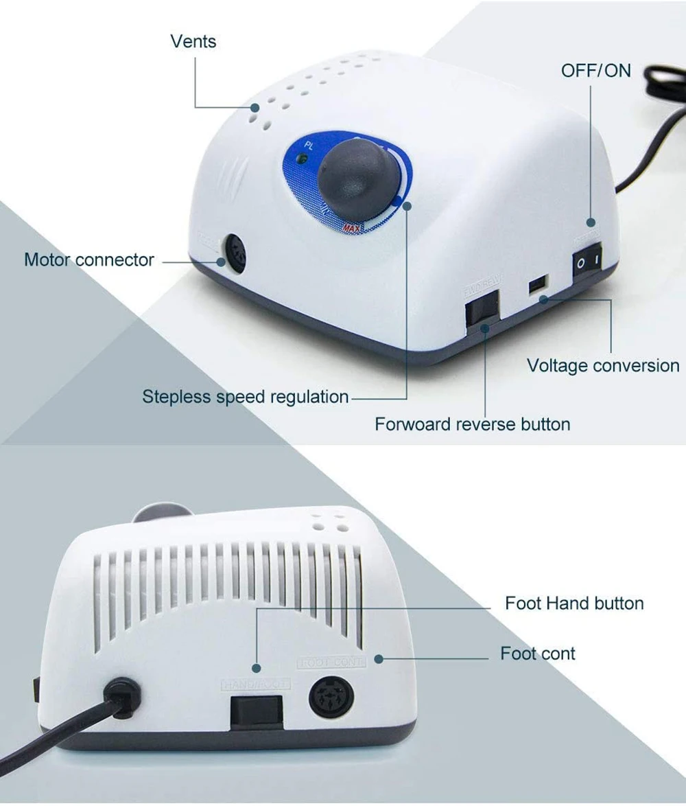 

New 35000RPM Nail Drill Set Manicure Machine Strong 210 65W Brushless Pedicure Electric Strong File Bits Set Nails Art Equipment