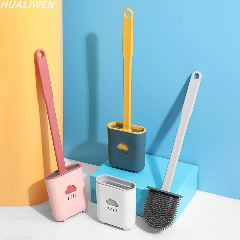 

Wall Hanging Silicone Toilet Brush Wc Cleaner Toilet Brush With Holder Flat Head Flexible Soft Bristles Brush Bathroom Cleaning