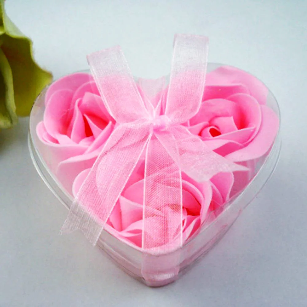 

3pcs Heart-Shaped Rose Soap Flowers Romantic Wedding Party Gift Artificial Flower Decor Valentine\\'s Day