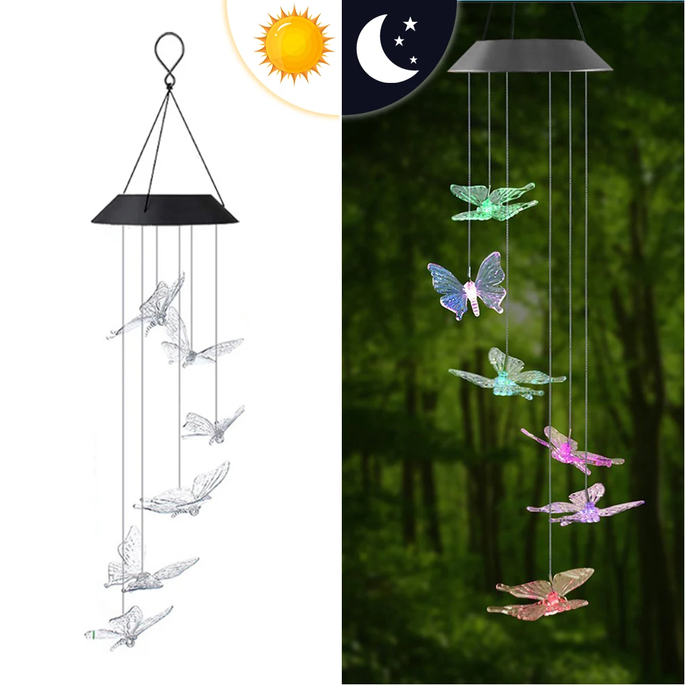 

Лампа на солнечной энергии ветра сыпучий песок Цвет изменение бабочки СИД RGB ветра вертушка подвесной светильник для балкона двора двор укр...