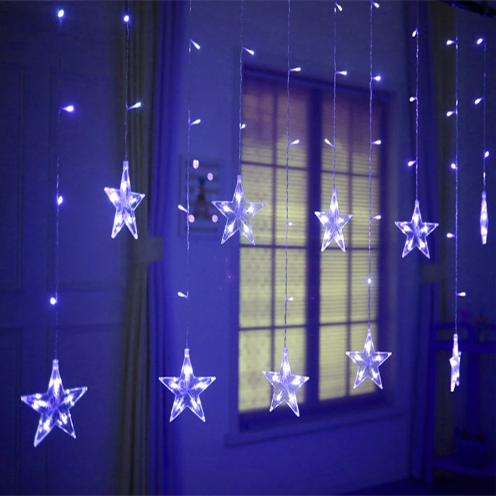 star string lights led christmas garland fairy curtain light 2 5m outdoor indoor for bedroom home party wedding ramadan decor free global shipping