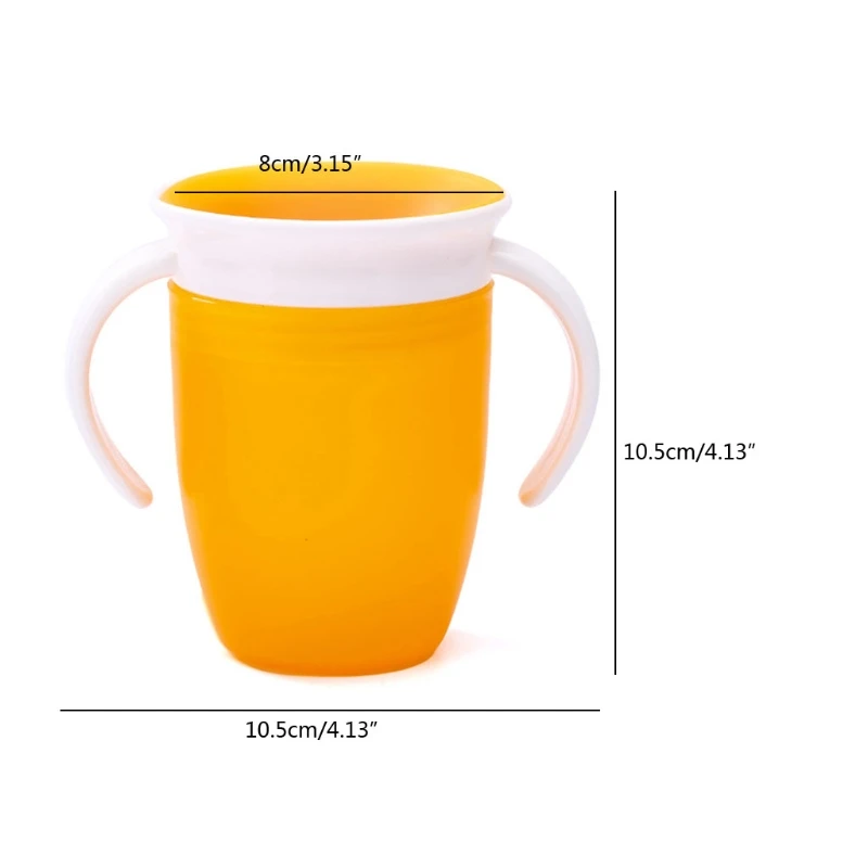 

360 Degrees Rotatable Baby Learning Drinking Silicone Cup with Double Handle Flip Lid Leakproof Infants Water Cups Bottle