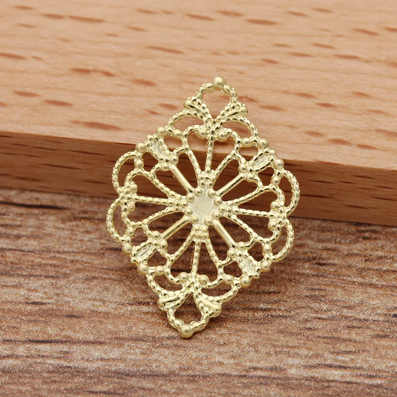 Посеребренные медные ажурные коннекторы с цветами филигранные соединители