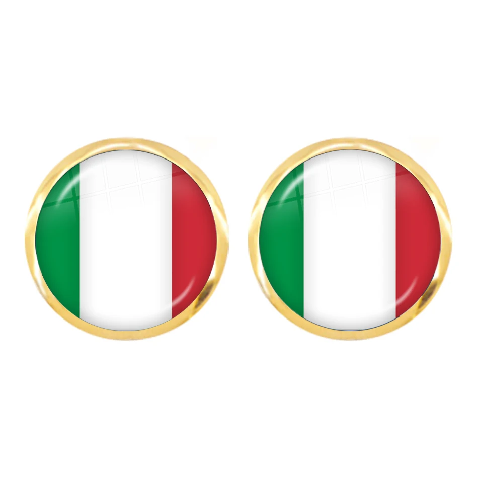 Серьги-гвоздики с национальным флагом 12 мм Греция Иордания Италия Нигерия