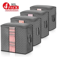 4pcs 90l clothes quilt storage bag foldable blanket closet sweater organizer box sorting pouches clothes cabinet container home