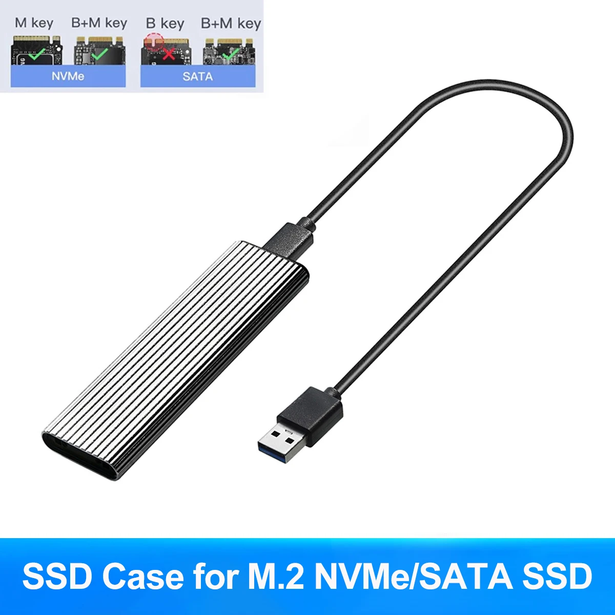 

M2 NVMe SSD to USB 3.1 Case 10Gbps M.2 NVMe SSD Enclosure HDD Box Dual Protocol M2 NVMe PCIE/ NGFF SATA Adapter for M.2 SSD Box