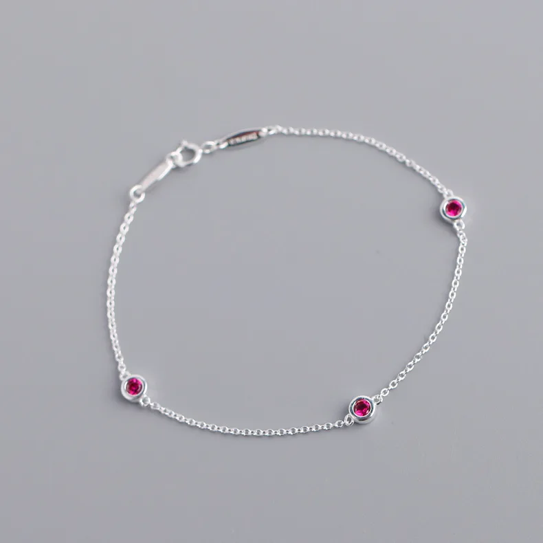 Женский Круглый циркониевый синий белый красный браслет TSHOU246 милое ожерелье для