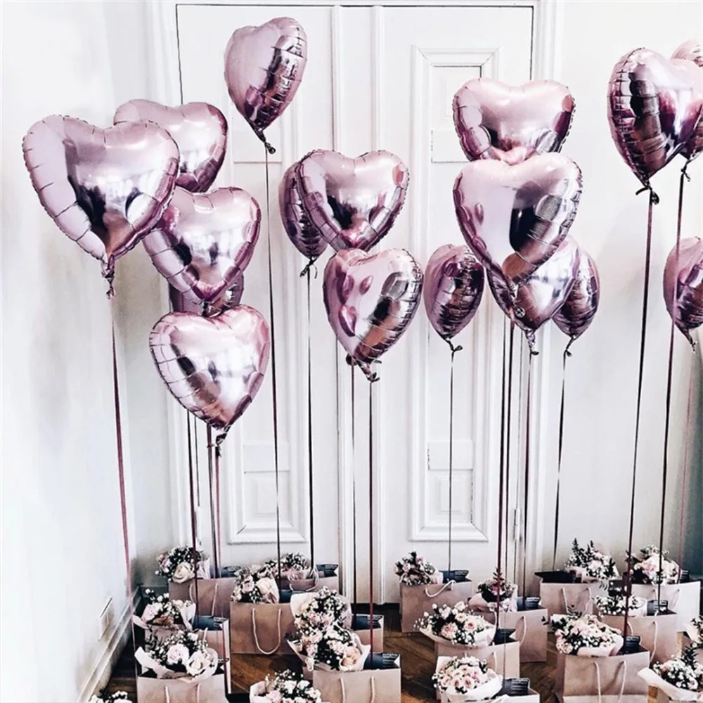 

10pcs/lot 18inch rose gold heart foil balloons wedding birthday party decoration for baby shower supplies valentine's day gifts