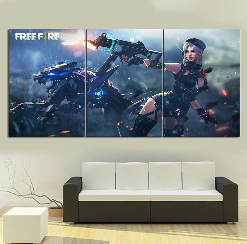 

Home Decor Modular Canvas Picture 3 Garena Free Fire Joula Game a living room Poster Home wall Canvas Painting Wholesale