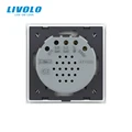टच स्क्रीन क्रिस्टल ग्लास पैनल 220-250V फोटोकल्स के साथ यूरोपीय संघ Livolo डबल वे वॉल स्विच