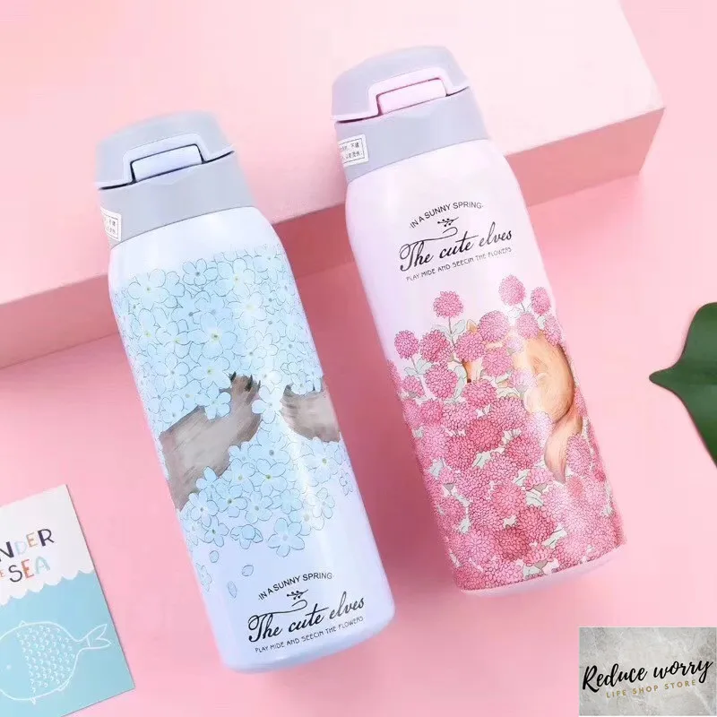 Термос с двойными стенками бутылка для воды соломой 304 нержавеющая сталь