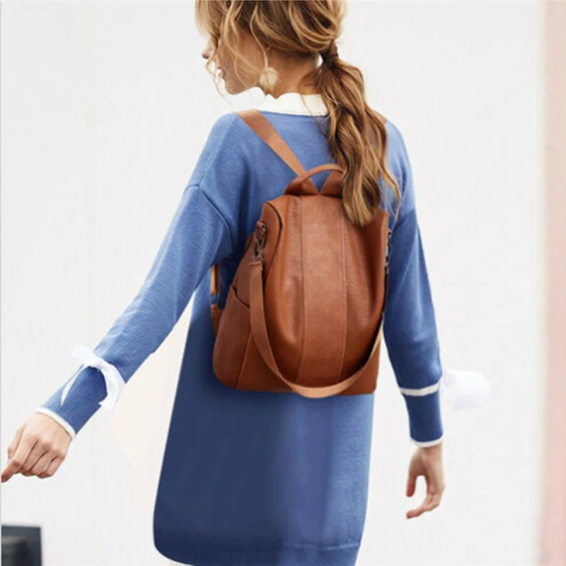 Newest Women’s Leather Backpack Anti-Theft Rucksack School Shoulder Bag Black/Brown Waterproof Fashion Bags | Багаж и сумки