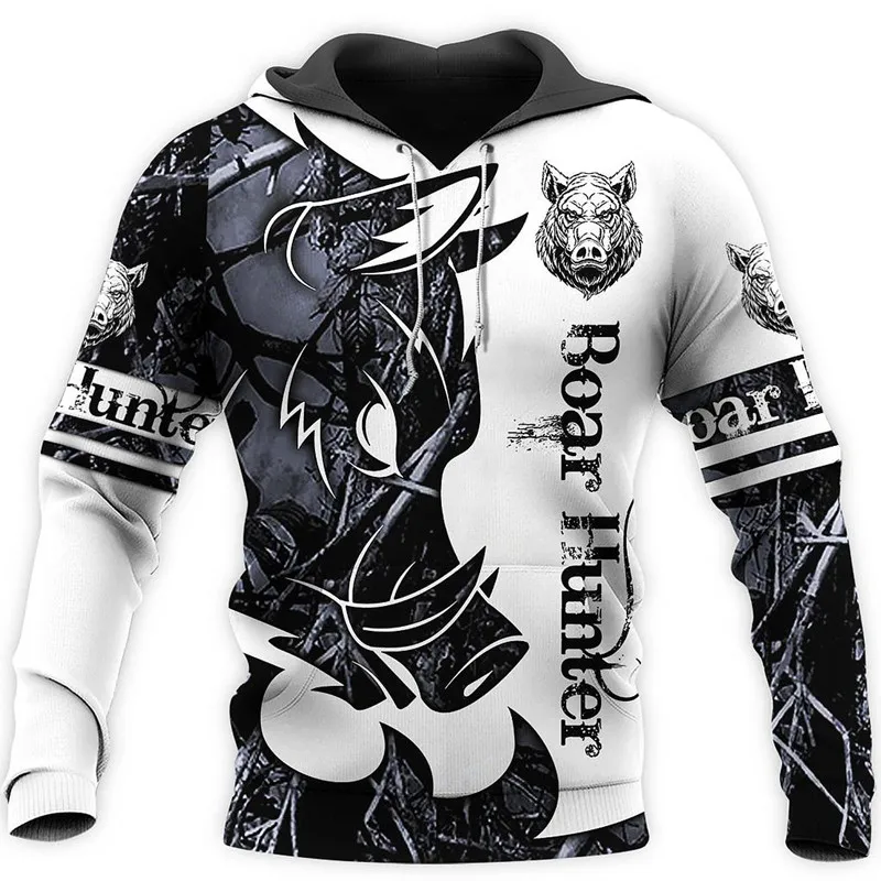

Fashionable and casual upper clothes boar hunter camouflage 3D printing Harajuku street zipper hoodie unisex sweatshirt/pullover