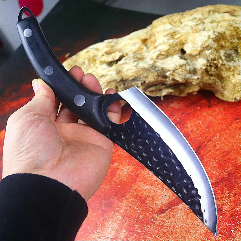 

Hand-beat the high-hardness sharp boning knife, imported from Japan 5 Cr3WOv steel Xanadu wooden handle slicer butcher knife