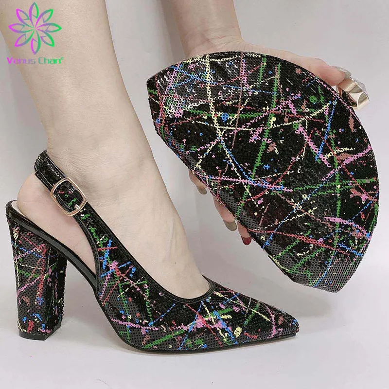 Женские туфли на танкетке дизайнерские квадратном каблуке Роскошные