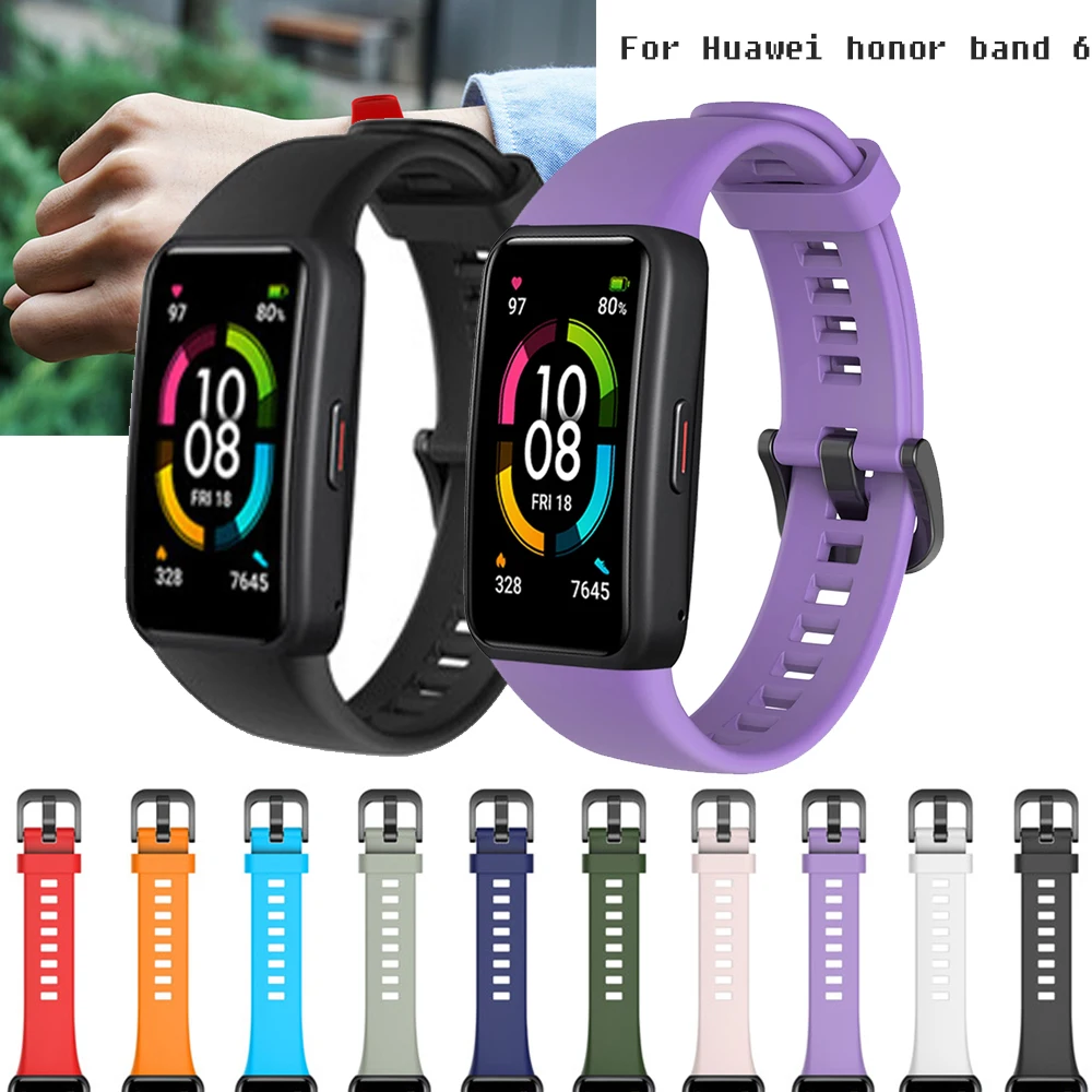 

Replacement Sport Silicone Watch Band Wrist Strap Adjustable Watchbands for Huawei band 6 honor band 6 Watch smart watch watch