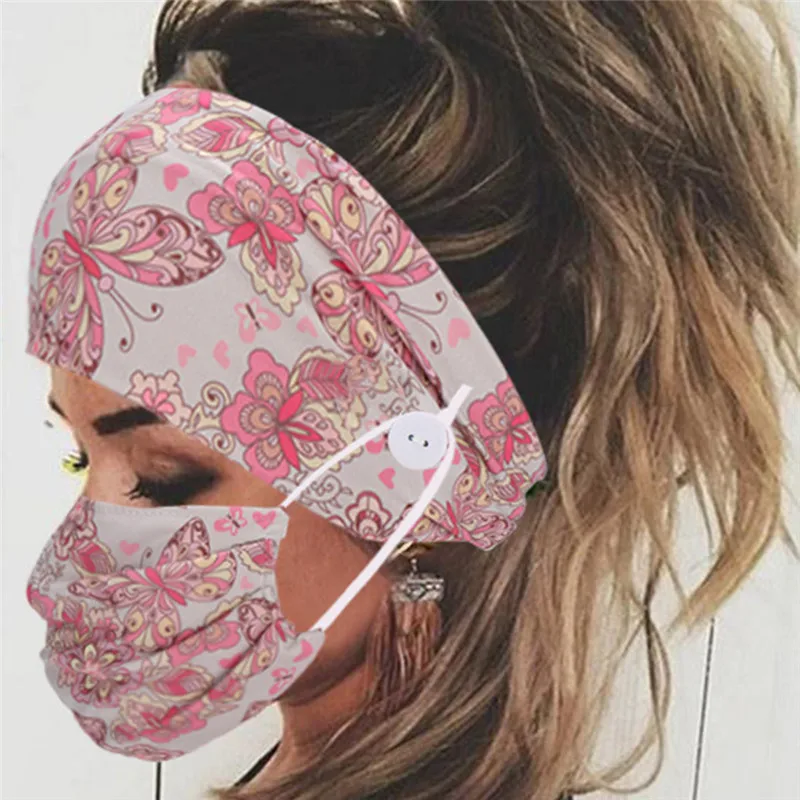 2 шт. набор для волос в полоску с цветочным принтом Женская Пылезащитная маска на