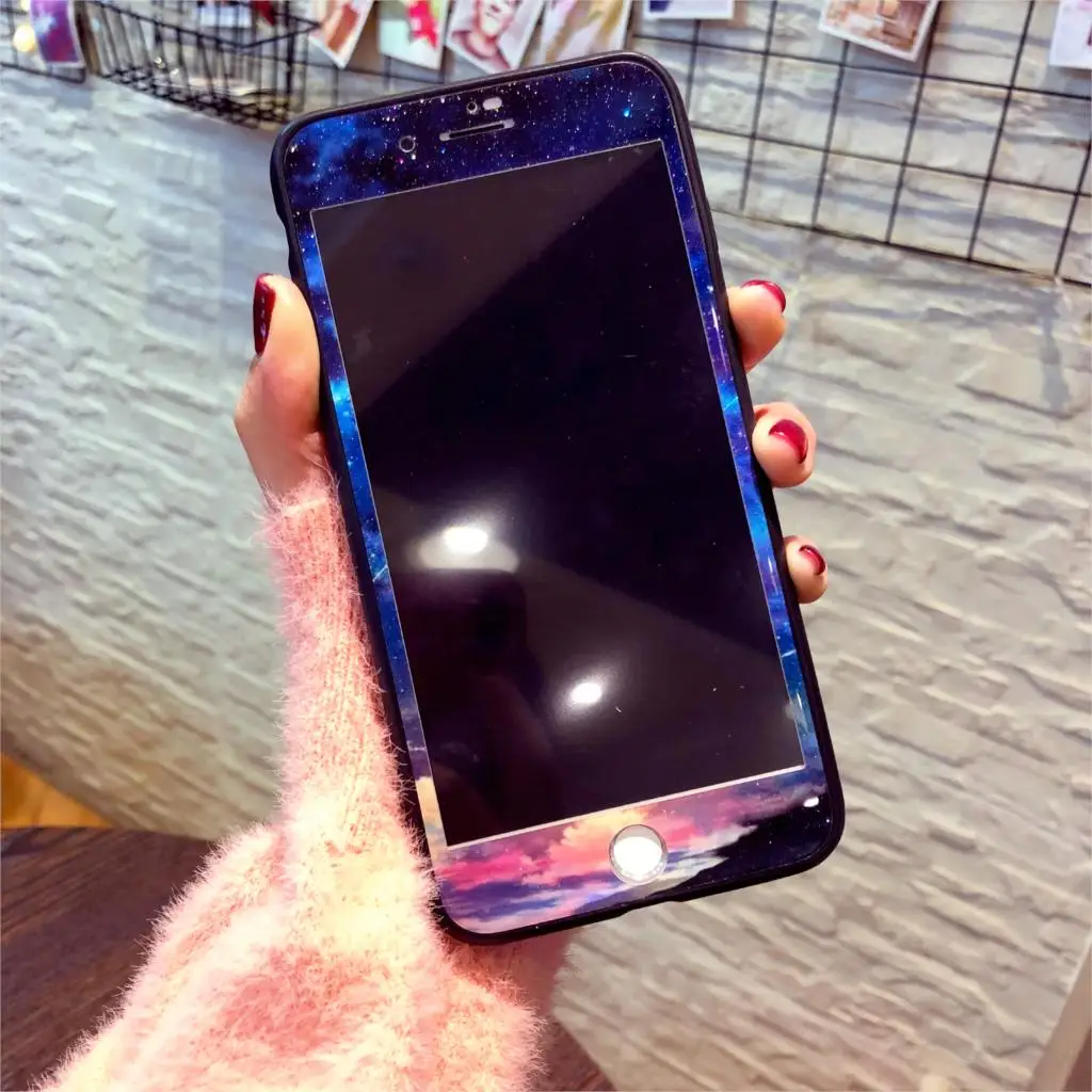 Tempered Glass for iPhone 6 6S Screen Protector 7 8 Plus Film Fashion Starry Sky Landscape Pattern | Мобильные телефоны и