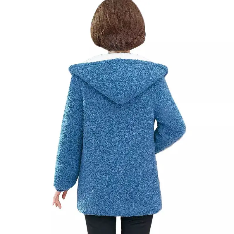 Winter Women Jacket 2023 New Lambswool Plus Velvet Cotton Coat Female Overcoat Hooded Warm Lady Outerwear Mother Clothes 4XL 5XL enlarge
