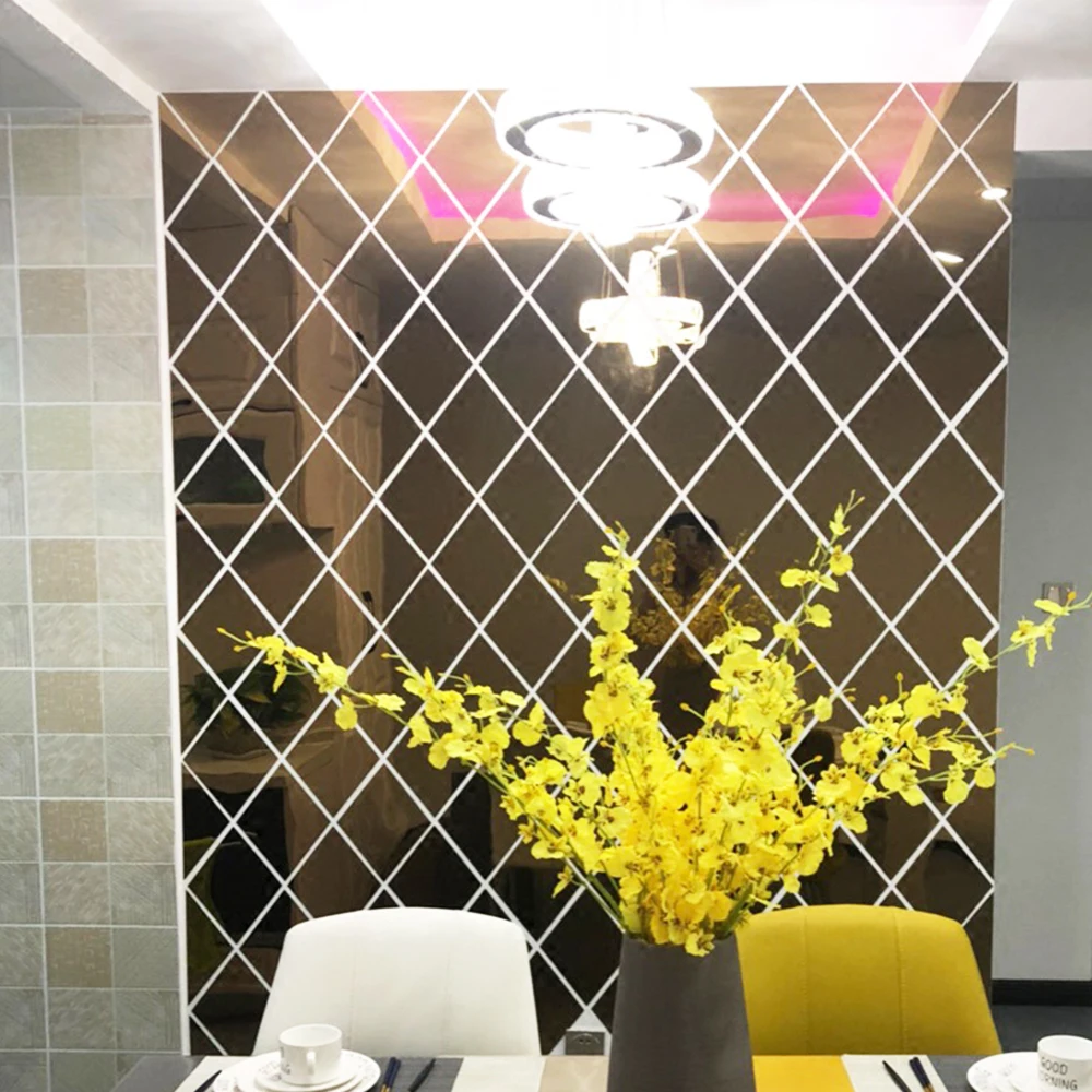 Зеркальные 3D наклейки на стену зеркальные треугольные акриловые украшения