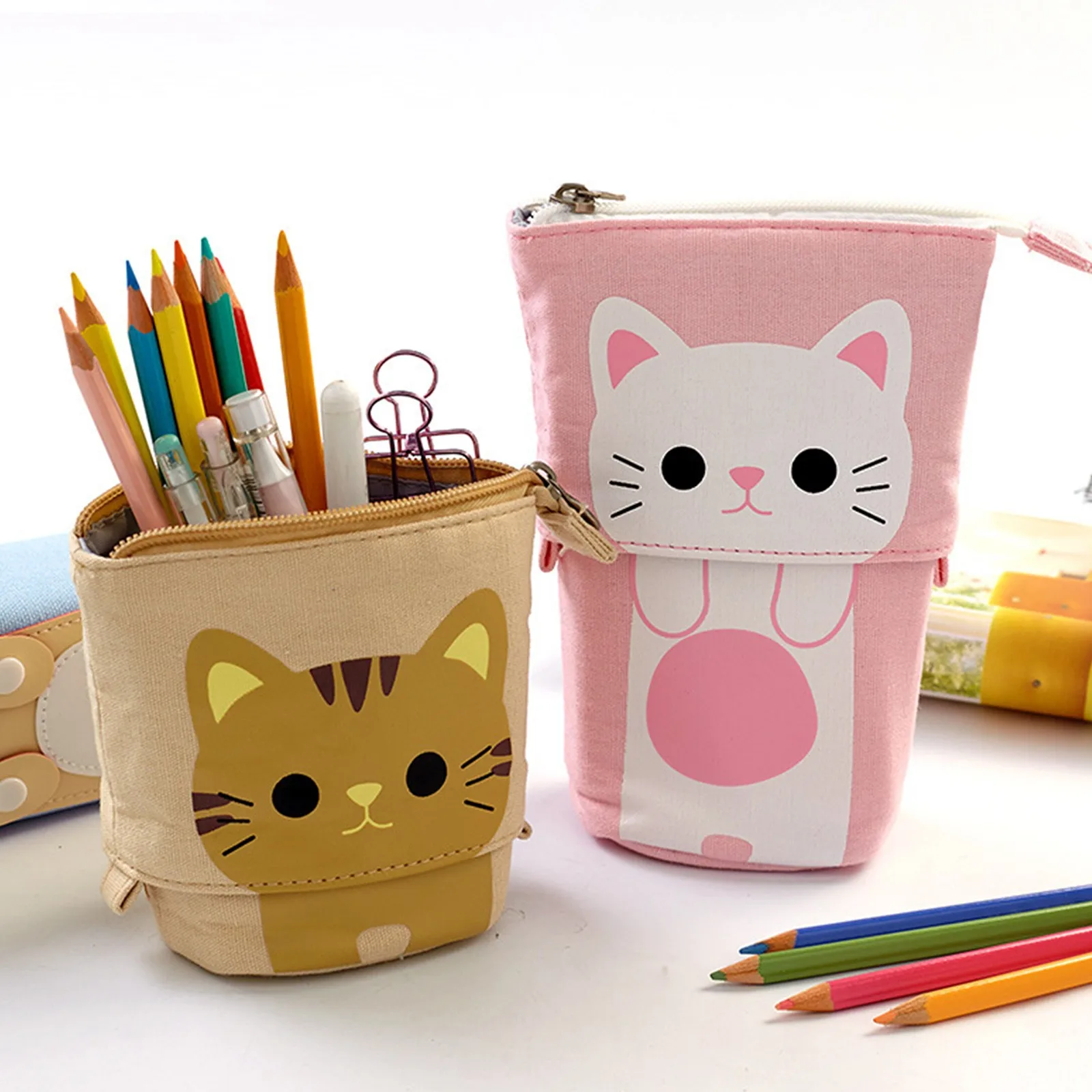 

Adjustable Pencil Case,flexible Big Pencil Bag,large Pen Bag,school Supplies Rag Pencil Cases Stationery Organizer Cartoon Style