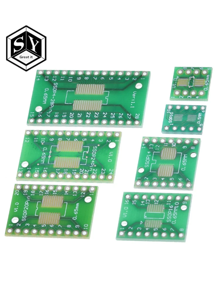 Great IT 7 шт. = 7 значение* 1 шт. печатная плата комплект SMD поворот к DIP SOP MSOP SSOP TSSOP SOT23 8 10 14 16 20 24 28 SMT To DIP