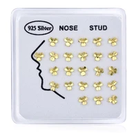 nose studs 925 sterling silver flower clover nose piercing body jewelry 24 pcs box punk party women fashion jewelry wholesale