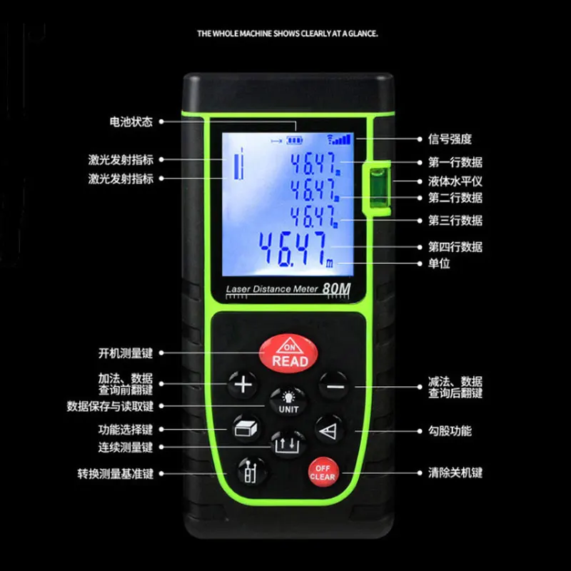 40m hand held laser range finder Battery-Powered instrument measuring room electronic ruler distance meter | Инструменты