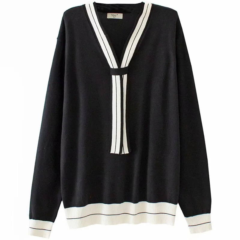 Plus Size Casual Essential Sweaters Women 2019 Autumn Winter Fashion Loose Long Sleeve Knitting Pullovers E2-9508 | Женская одежда