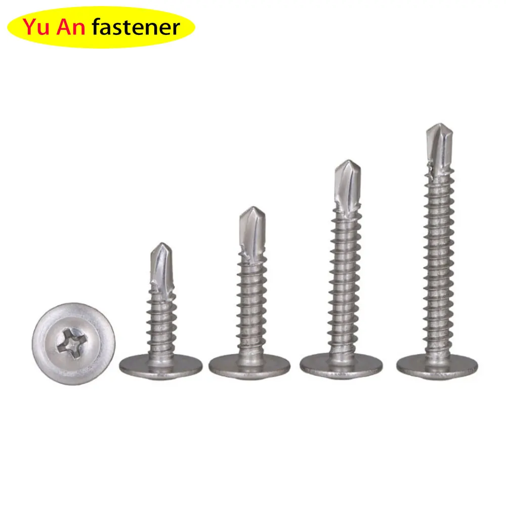 

Cross Large Pan head Drill tail Self Tapping Screw 304 Stainless Steel Phillips Truss Self Drilling screws m4.2M4.8 20pcs
