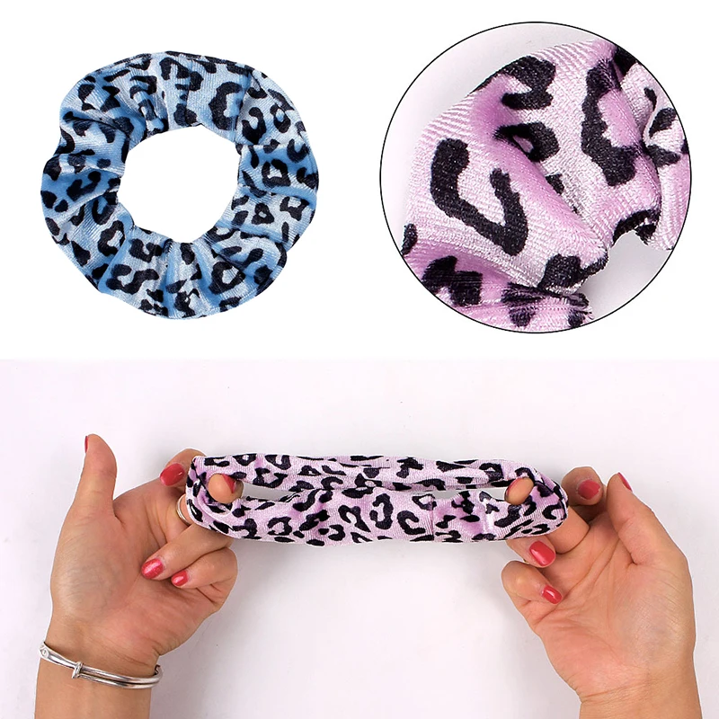 

Korea Leopard Autumn Winter Women Warm Corduroy Big Hair Scrunchies Solid Soft Vintage Hair Gums Striped Fabric Rubber Bands