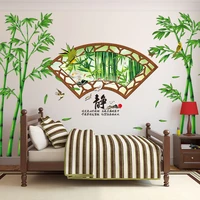 shijuehezi green bamboo forest wall stickers diy decorative mural decals for living room bedroom office home decoration
