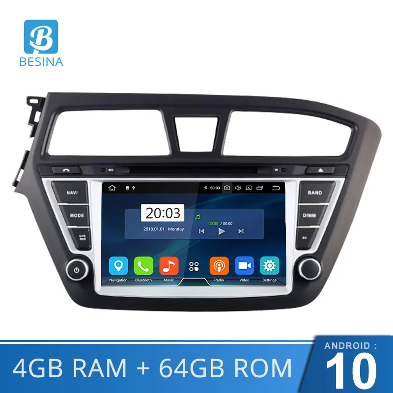 Besina Android 10 0 автомобильный dvd плеер для HYUNDAI i20 2015 2018 GPS навигация 2 Din автомобильное