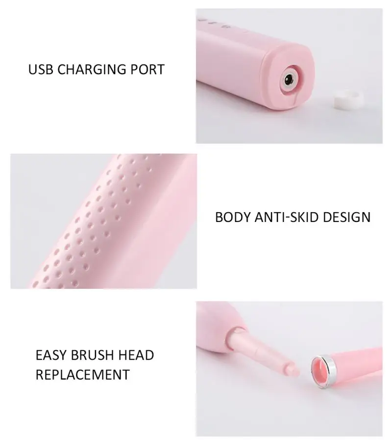 Электрическая массажная зубная щетка 6 зубчатая USB зарядка Водонепроницаемая