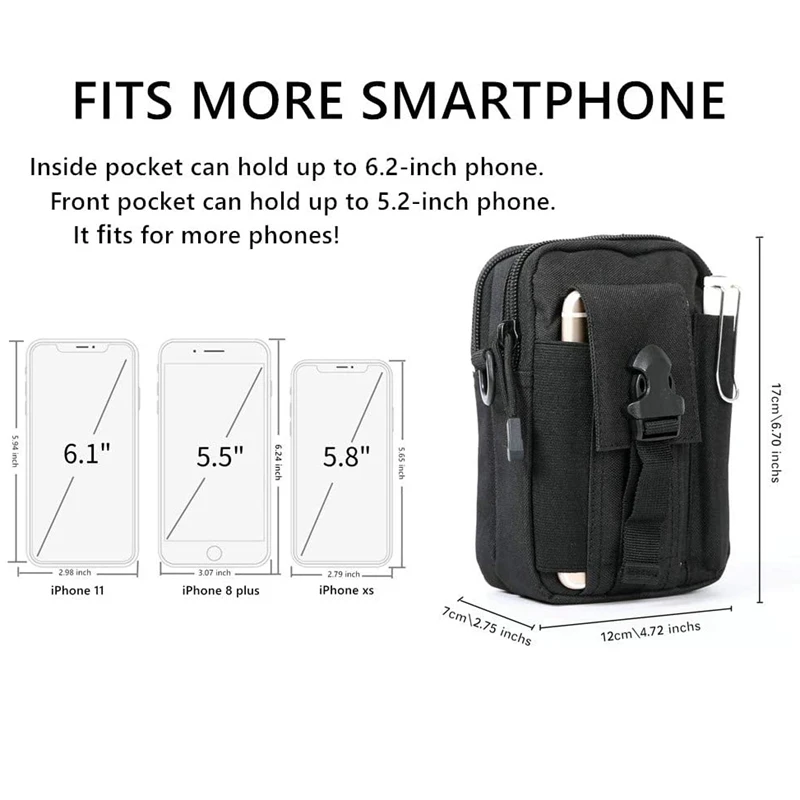 Tactical Pouch Multipurpose EDC Belt Bag Purse with Cell Phone Holster Holder Fits for iPhone Samsung Galaxy LG | Спорт и
