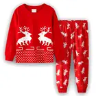 Новинка, детские пижамы, одежда для сна с красным оленем, детское рождественское нижнее белье для мальчиков, хлопковая ночная рубашка для маленьких девочек, одежда для сна, одежда для вечеринки