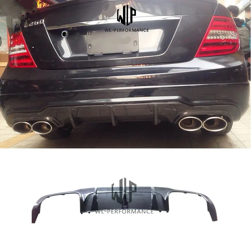 W204 AMG стиль высокое качество углеродного волокна задний бампер диффузор губ для