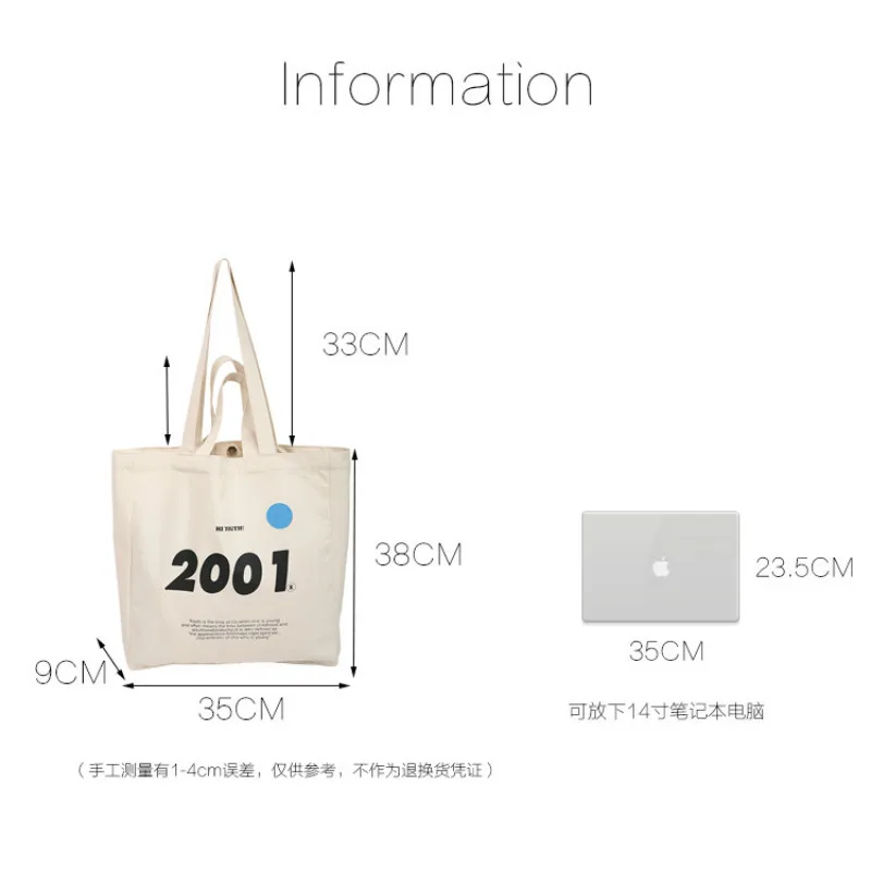 

Korean Canvas Shoulder Shopper Bag for Women 2020 Large Capacity Cotton Cloth Lady Tote Bag Leisure Eco Foldable Shopping Bag