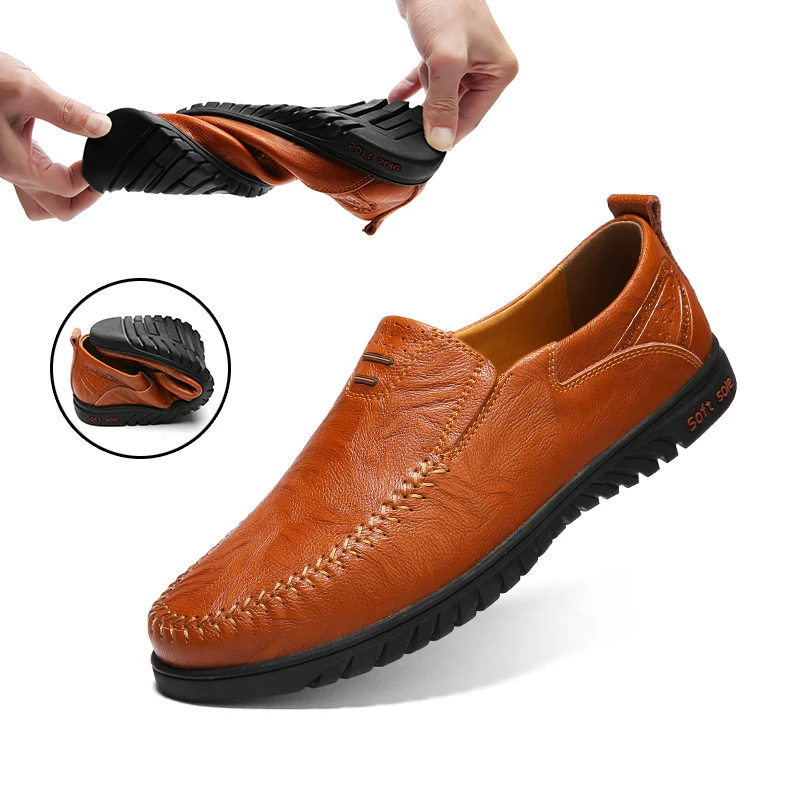 

Genuine Leather Men Shoes Luxury Brand Casual Slip On Formal Loafers Men Moccasins Italian Black Male Driving Shoes