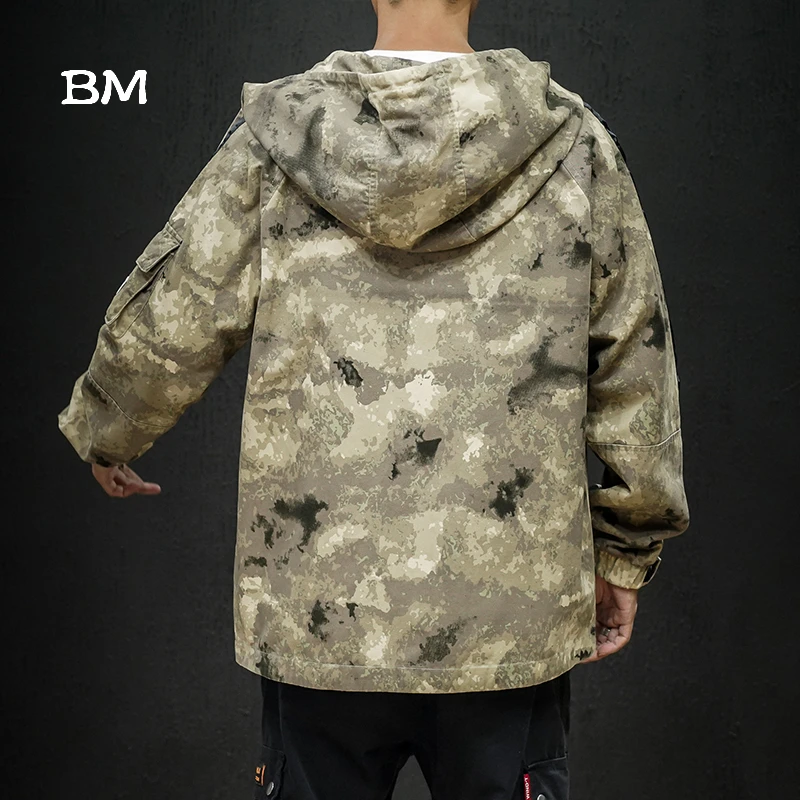 Модная камуфляжная куртка мужская 2019 комбинезоны Японская уличная Толстовка