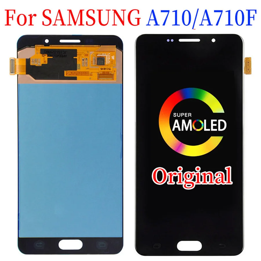 

Оригинальный Super AMOLED дисплей с сенсорным экраном и дигитайзером в сборе, Замена для SAMSUNG GALAXY A7 2016 SM-A710F A710 A710F LCD