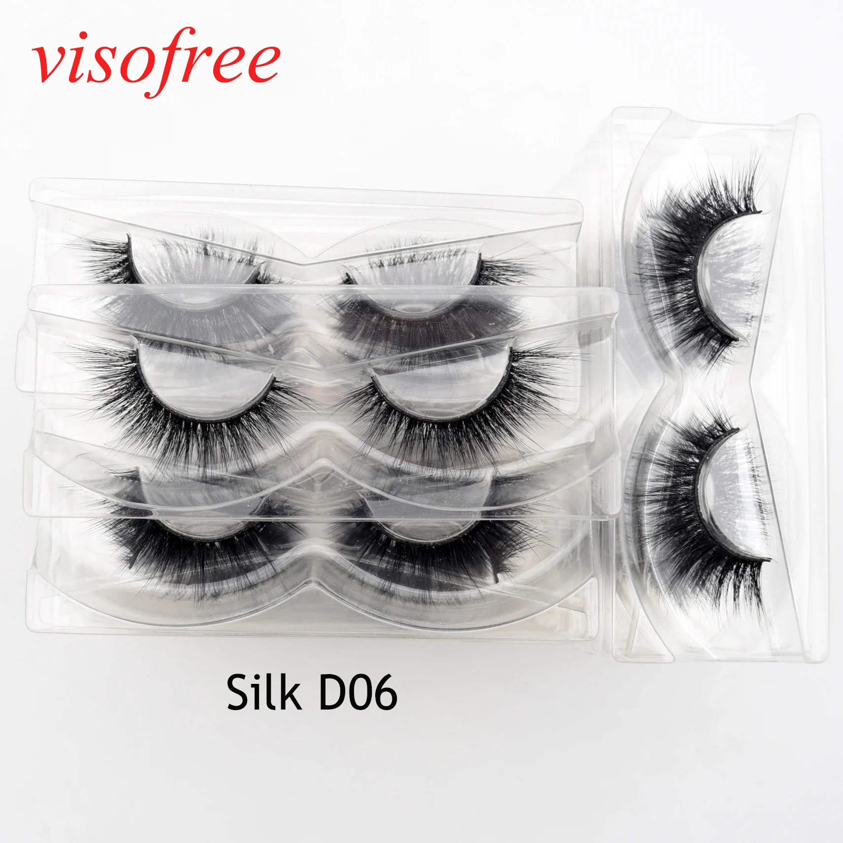 Фото Ресницы Накладные Visofree, 30 пар/лот, мягкие, черные, натуральные, Silk-D06 №4