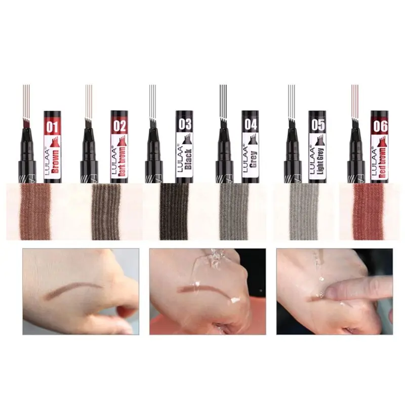 Водостойкая устойчивая к поту ручка для бровей с 4 наконечниками вилки усилитель