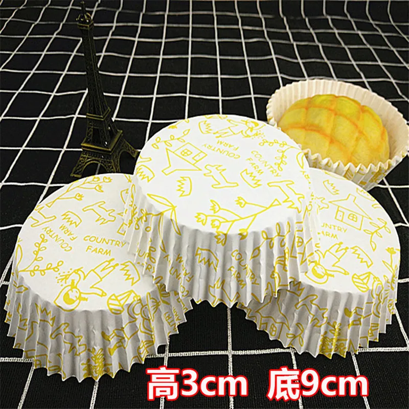 300pcs Cake Papers Cup PET Film High Temperature Baking Resistance Oil-Proof Bread Paper Tray 9x3cm |