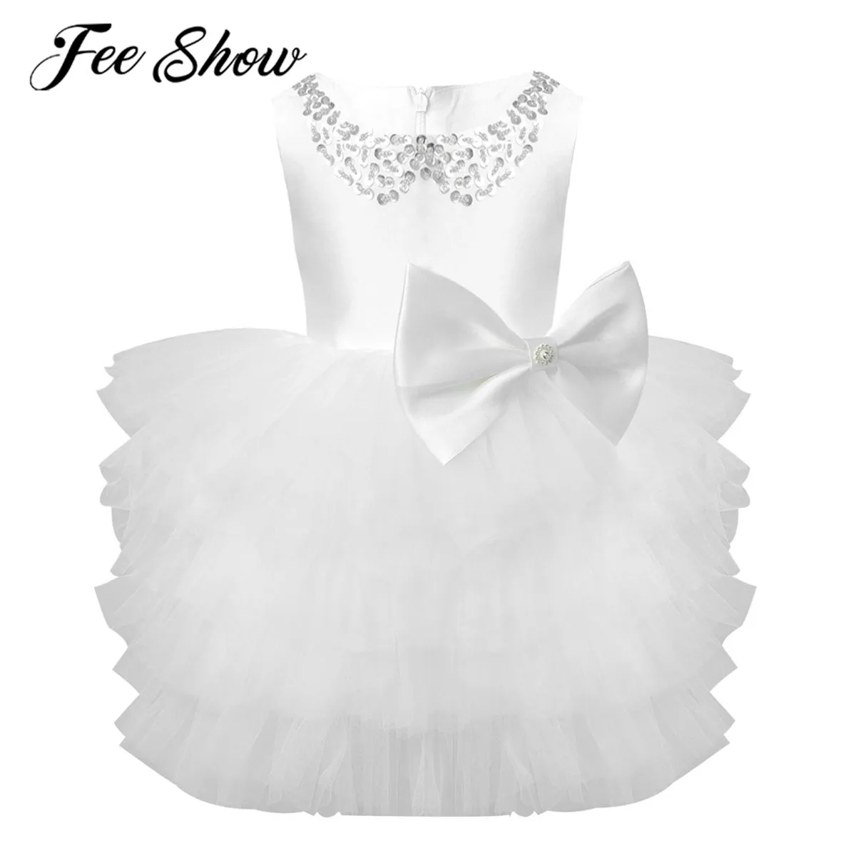 

Baby Girl Birthday Dresses Sequins Infant Christening Baptism Princess Mesh Tutu Dress Wedding Party Toddlers Prom Ball Gowns