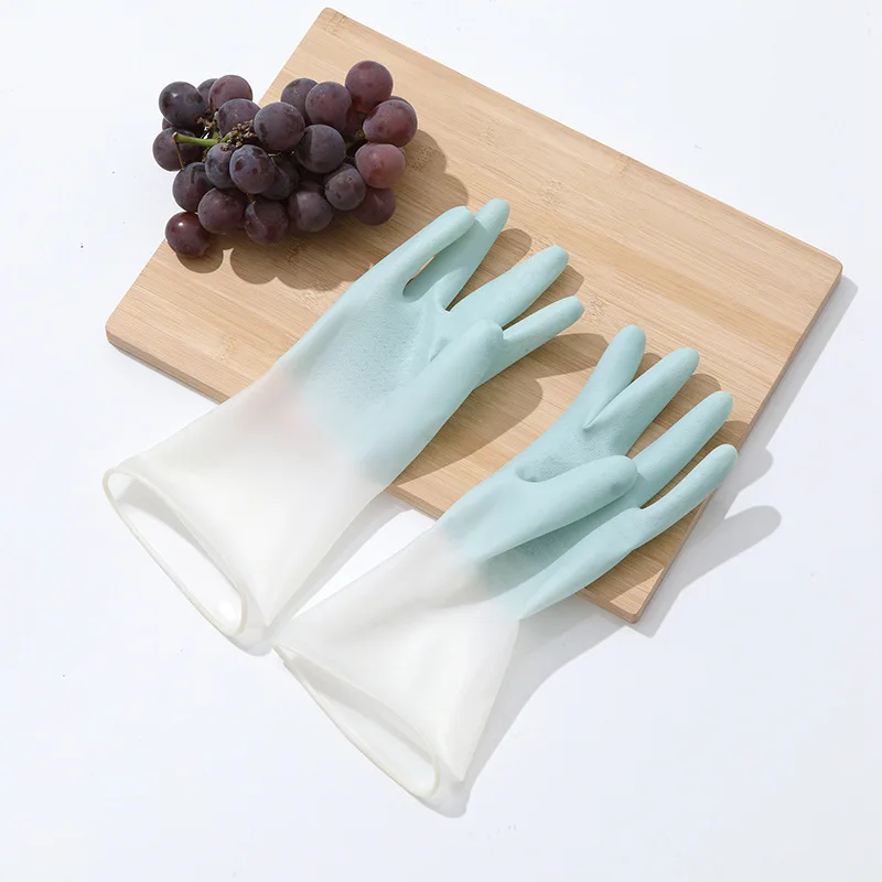 1 Pair Rubber Gloves Household Dish Washing Sponge Glove Long Sleeve Cleaning Laundry Gloves Latex Silicone Kitchen Tools