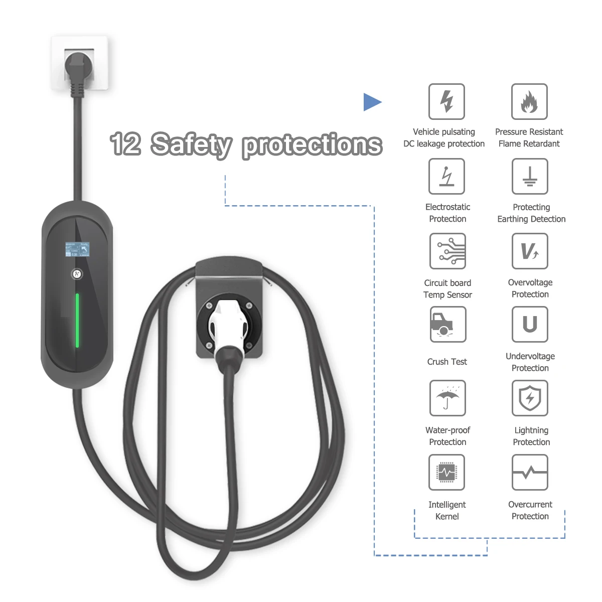 22 кВт 32 А 3 фазы EV Зарядные станции EVSE Wallbox Уровень 2 электрическое автомобильное