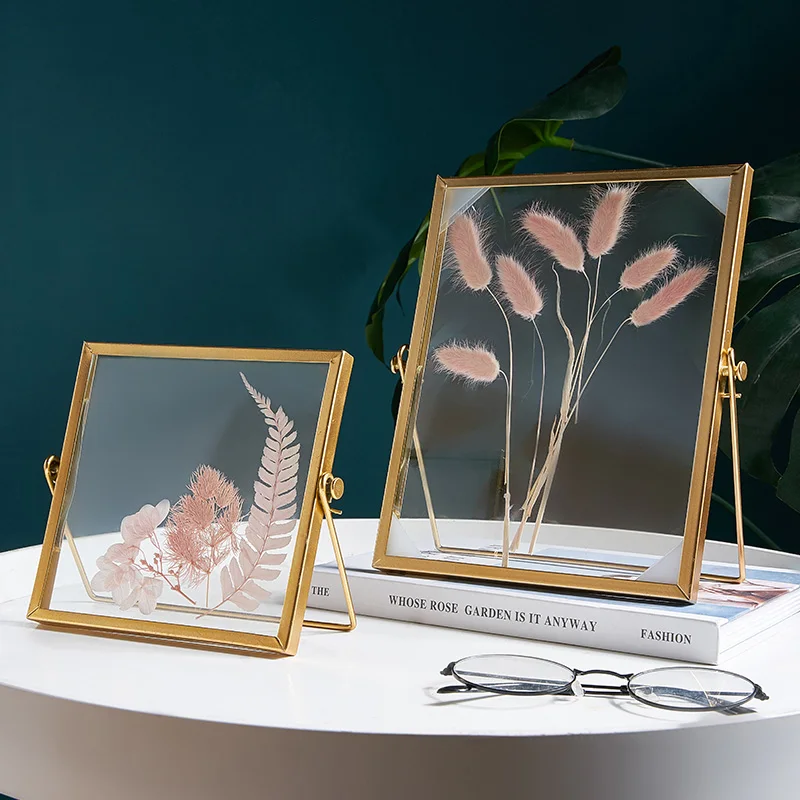 

Nordic Acrylic Picture Frame Creative Glass Dry Flower Photograph Frame Living Room Decor Home Accessories Photos Frame Stand