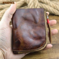 vintage crazy horse cowhide mens womens mini coin purse simple natural genuine leather money and card key small storage bag